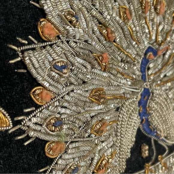 Vintage Mid-Century Modern Zadozi Embroidered Velvet Peacock Clutch Made India - Picture 14 of 17